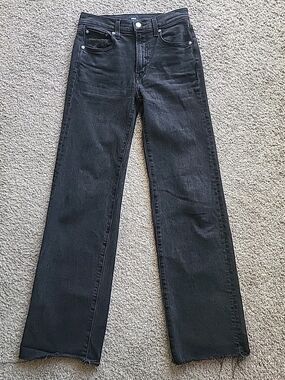 Edwin Marli Jeans Mens 29x31 Black Wide Leg Raw Hem Fray Stretch Made In USA